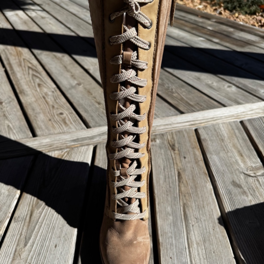 SOREL Joan of Arctic Wedge II Boots Tall Women's Beige Lace Up Size 8.5 - Picture 7 of 14